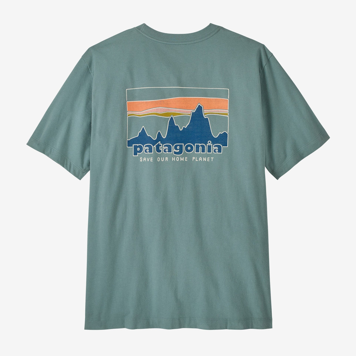 Explore Patagonia Men '73 Skyline T-Shirt - Blue Sage for trail, outdoor & lifestyle use | Liv Activ Singapore