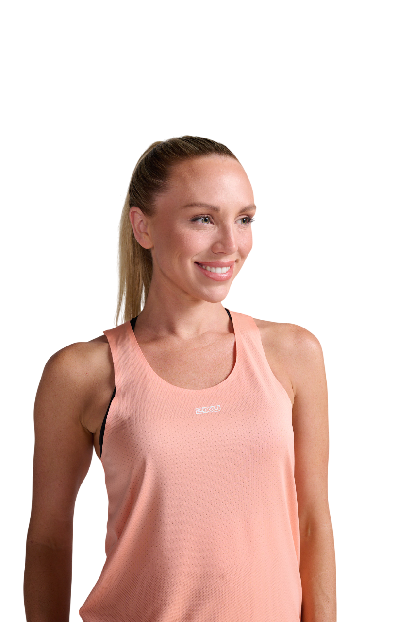 2XU Women Light Speed Tech Singlet - Digital Peach / White Reflective