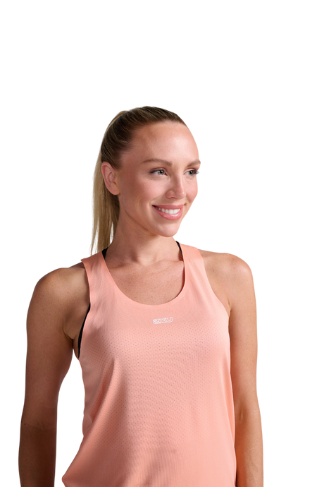 2XU Women Light Speed Tech Singlet - Digital Peach / White Reflective