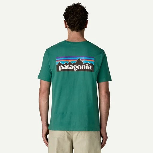 Explore Patagonia Men P-6 Logo T-Shirt - Gem Green for trail, outdoor & lifestyle use | Liv Activ Singapore