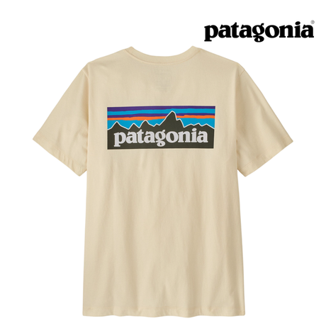 Explore Patagonia Men P-6 Logo T-Shirt - Undyed Natural for trail, outdoor & lifestyle use | Liv Activ Singapore