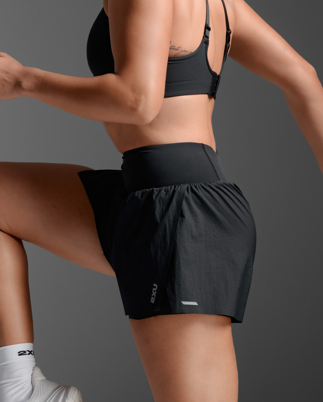 2XU Women Aero Hi-Rise 2-in-1 3 Inch Shorts - Black / Silver Reflective