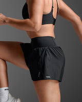 2XU Women Aero Hi-Rise 2-in-1 3 Inch Shorts - Black / Silver Reflective