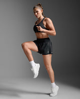 2XU Women Aero Hi-Rise 2-in-1 3 Inch Shorts - Black / Silver Reflective