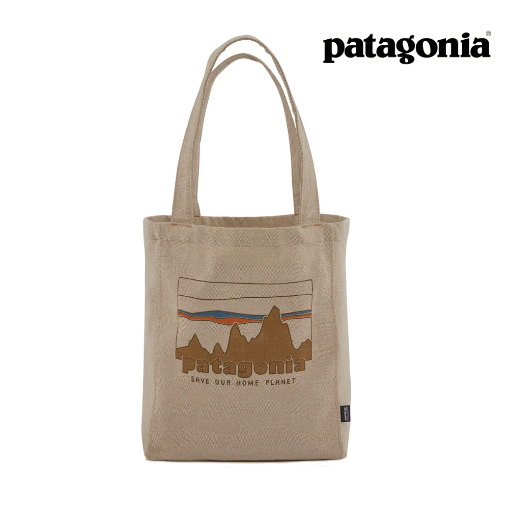Explore Patagonia Recycled Market Tote - '73 Skyline: Classic Tan for trail, outdoor & lifestyle use | Liv Activ Singapore