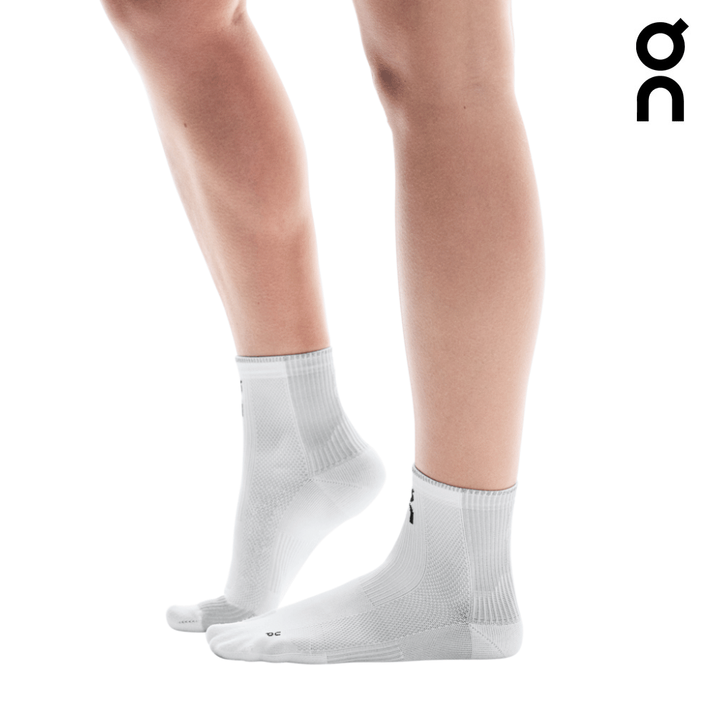 On Unisex Performance Run Sock Mid - White / Glacier