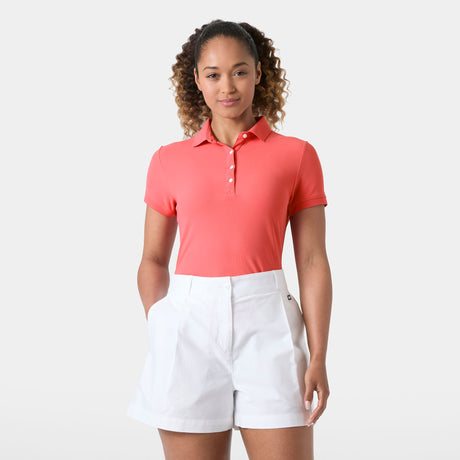 Explore Helly Hansen Women Crewline Quick-Dry Polo - Sunset Pink for trail, outdoor & lifestyle use | Liv Activ Singapore