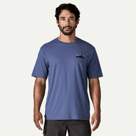 Explore Patagonia Men '73 Skyline Organic T-Shirt - Current Blue for trail, outdoor & lifestyle use | Liv Activ Singapore