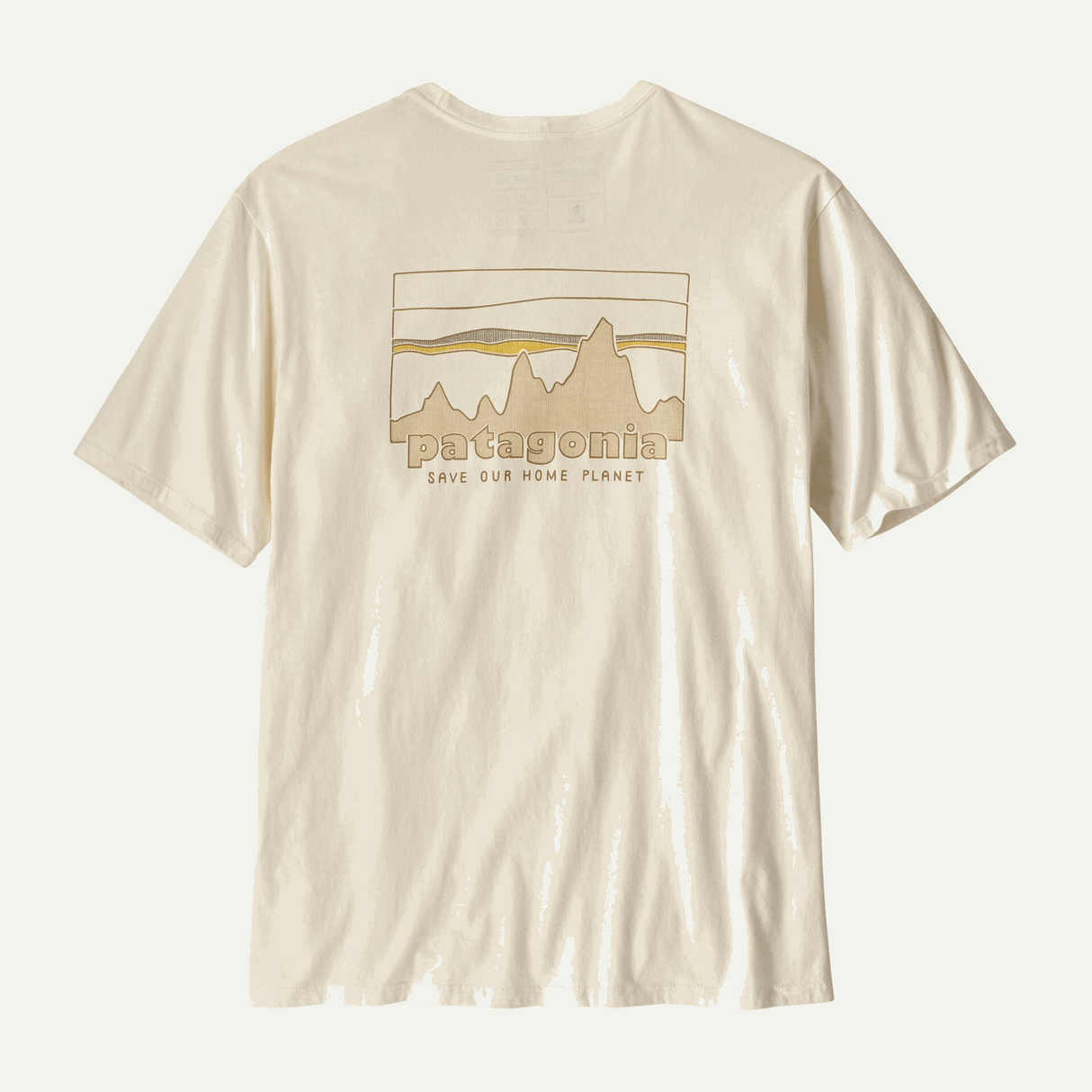 Explore Patagonia Men '73 Skyline Organic T-Shirt - Birch White for trail, outdoor & lifestyle use | Liv Activ Singapore