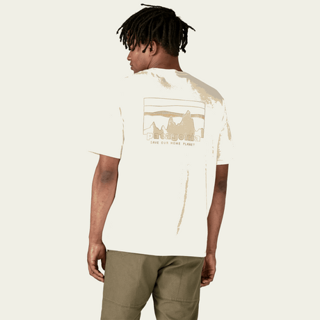 Explore Patagonia Men '73 Skyline Organic T-Shirt - Birch White for trail, outdoor & lifestyle use | Liv Activ Singapore