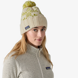 Explore Patagonia Unisex Snowbelle Beanie - Evergreen Flakes: Birch White for trail, outdoor & lifestyle use | Liv Activ Singapore