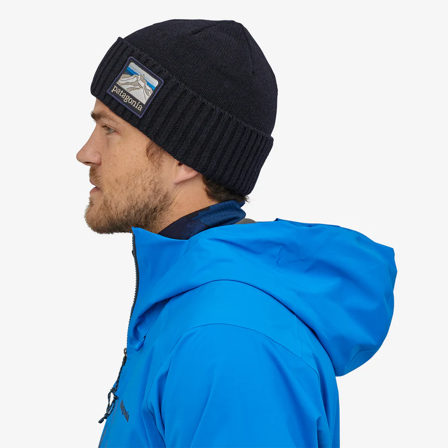 Explore Patagonia Unisex Brodeo Beanie - Line Logo Ridge: Classic Navy for trail, outdoor & lifestyle use | Liv Activ Singapore