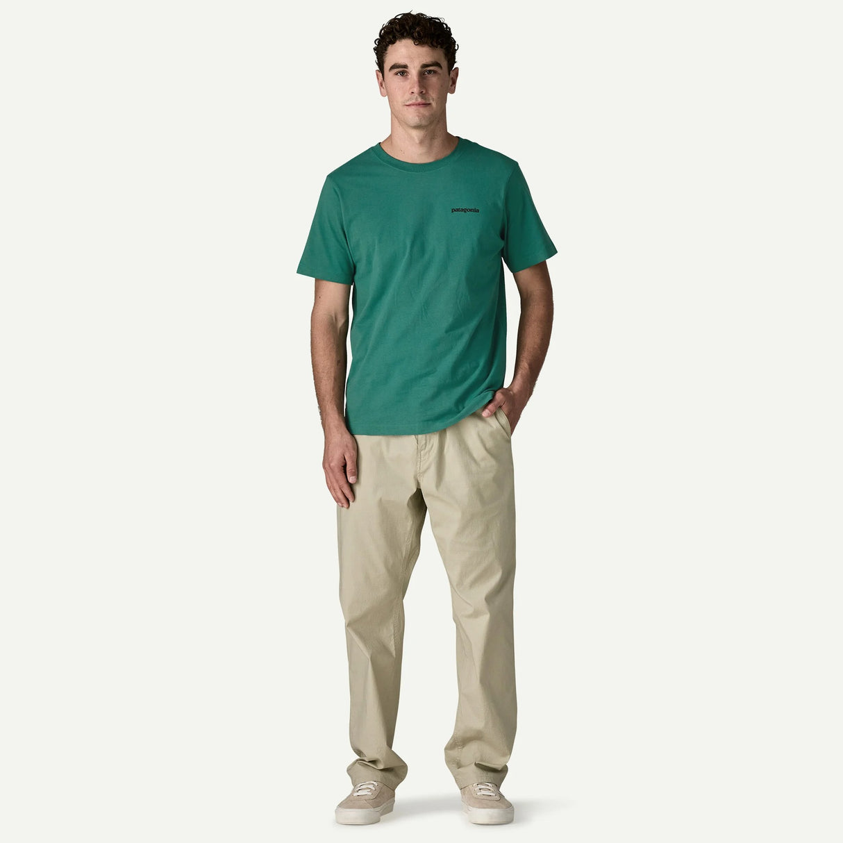 Explore Patagonia Men P-6 Logo T-Shirt - Gem Green for trail, outdoor & lifestyle use | Liv Activ Singapore