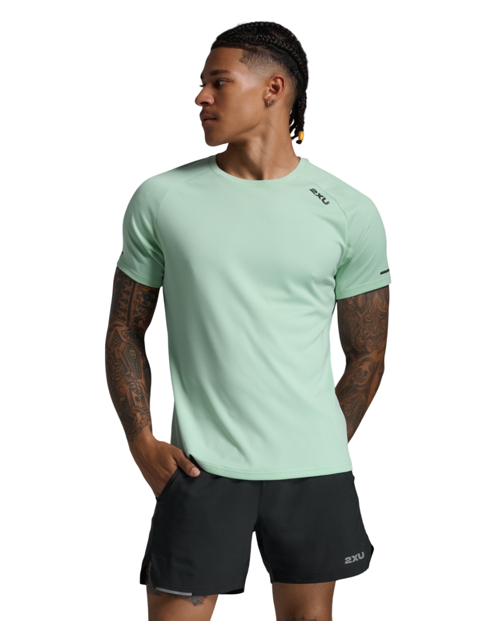 2XU Men Aero Tee - Digital Mint / Black Reflective