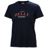 Explore Helly Hansen Women Core Graphic T-shirt 2.0 - Navy for trail, outdoor & lifestyle use | Liv Activ Singapore