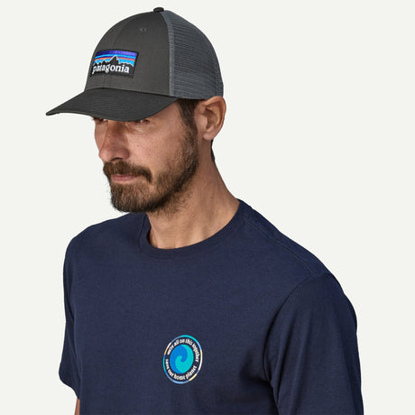 Explore Patagonia P-6 Logo LoPro Trucker Hat - Forge Grey for trail, outdoor & lifestyle use | Liv Activ Singapore