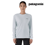 Patagonia Women Long-Sleeved P-6 Logo Responsibili-Tee - White