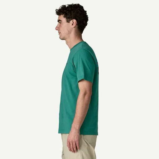 Explore Patagonia Men P-6 Logo T-Shirt - Gem Green for trail, outdoor & lifestyle use | Liv Activ Singapore