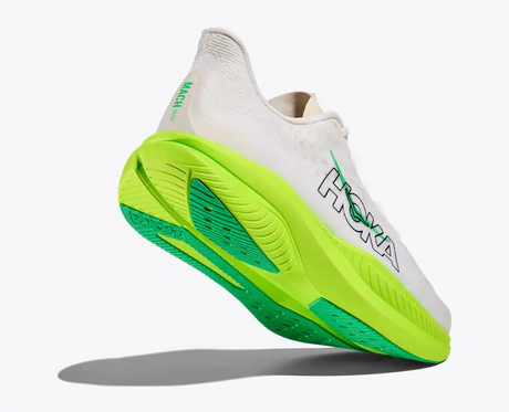 Explore HOKA Men Mach 6 - White / Neon Lime for trail, outdoor & lifestyle use | Liv Activ Singapore