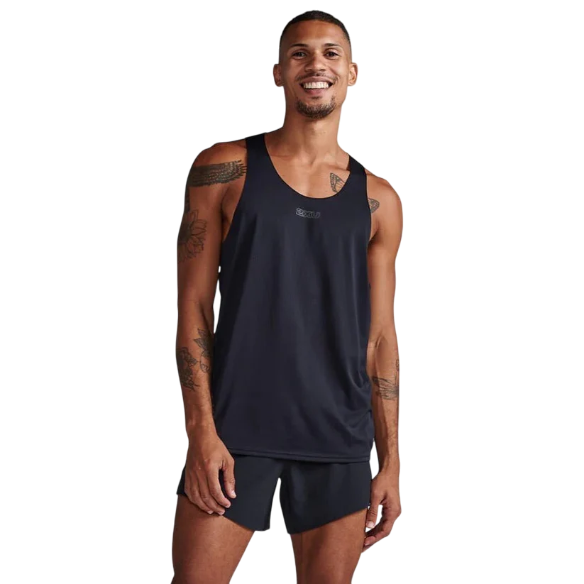 2XU Men Lightspeed Tech Singlet - Black / Black Reflective