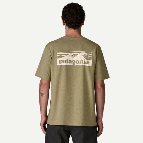 Explore Patagonia Men Boardshort Logo Pocket Responsibili-Tee - Gumtree Green for trail, outdoor & lifestyle use | Liv Activ Singapore