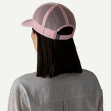 Explore Patagonia P-6 Logo Trucker Hat - White with Quiet Violet for trail, outdoor & lifestyle use | Liv Activ Singapore