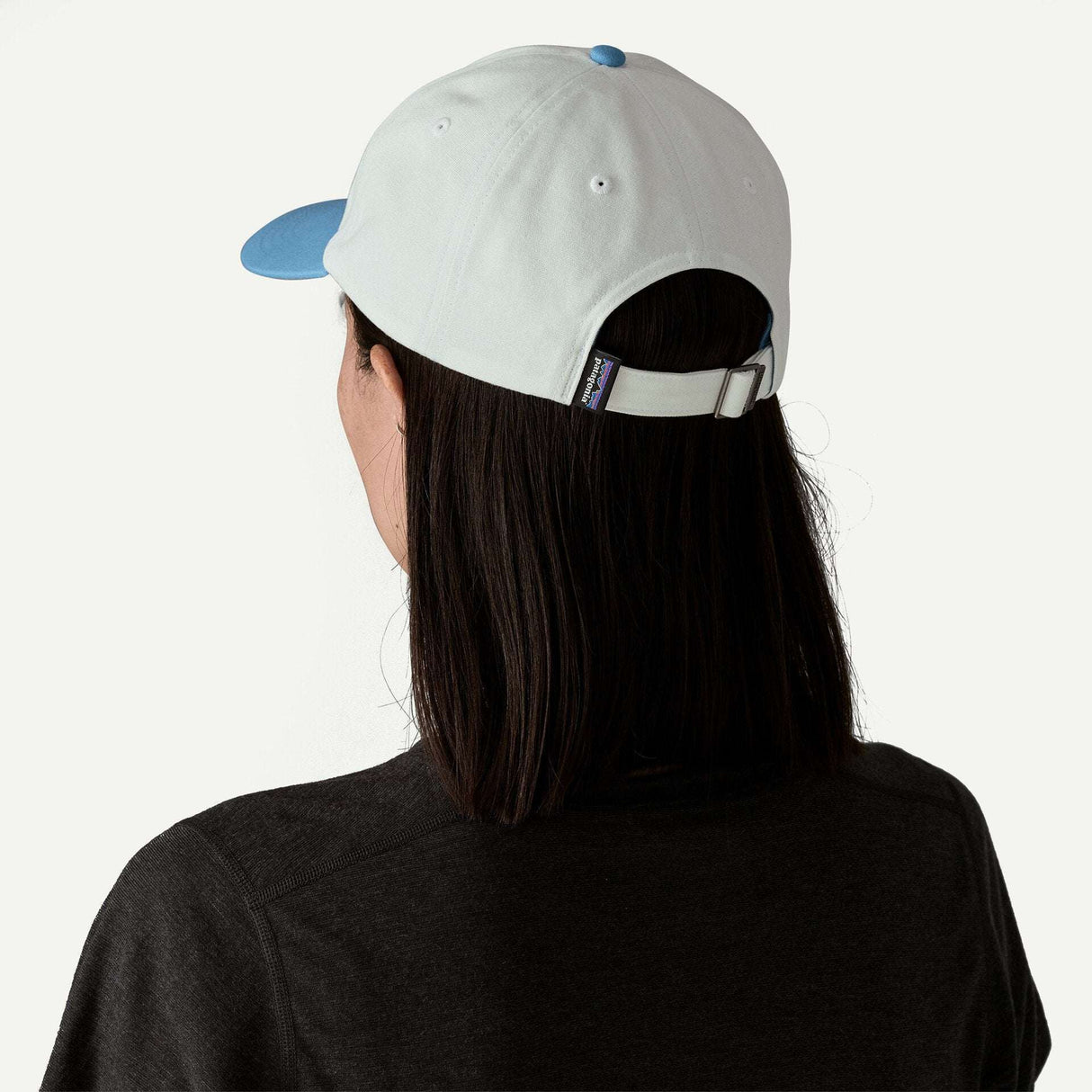 Explore Patagonia P-6 Label Trad Cap - Birch White with Shore Blue for trail, outdoor & lifestyle use | Liv Activ Singapore